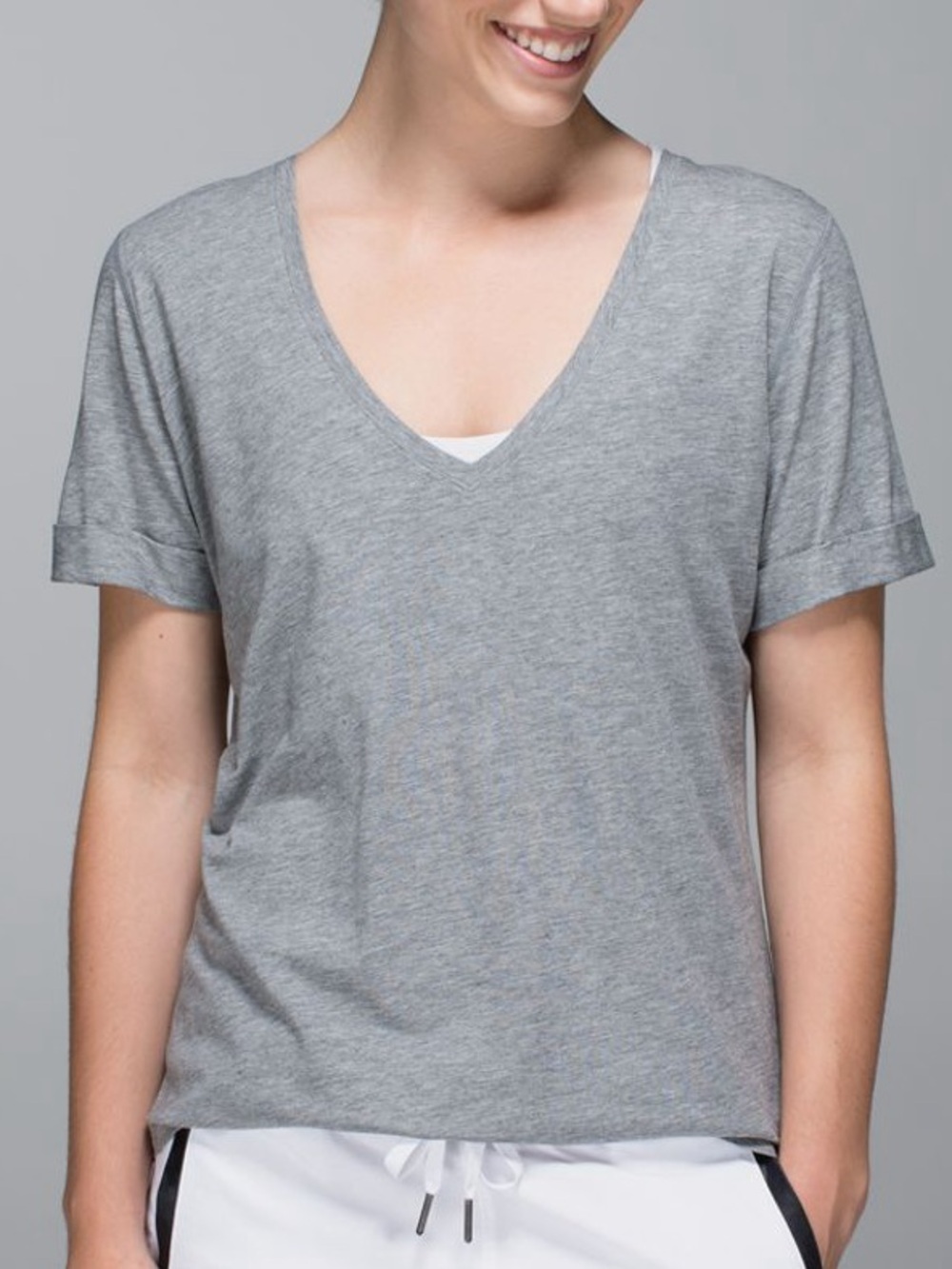 Lululemon love V-Neck Rolled Sleeve Tee - Gray size ~8